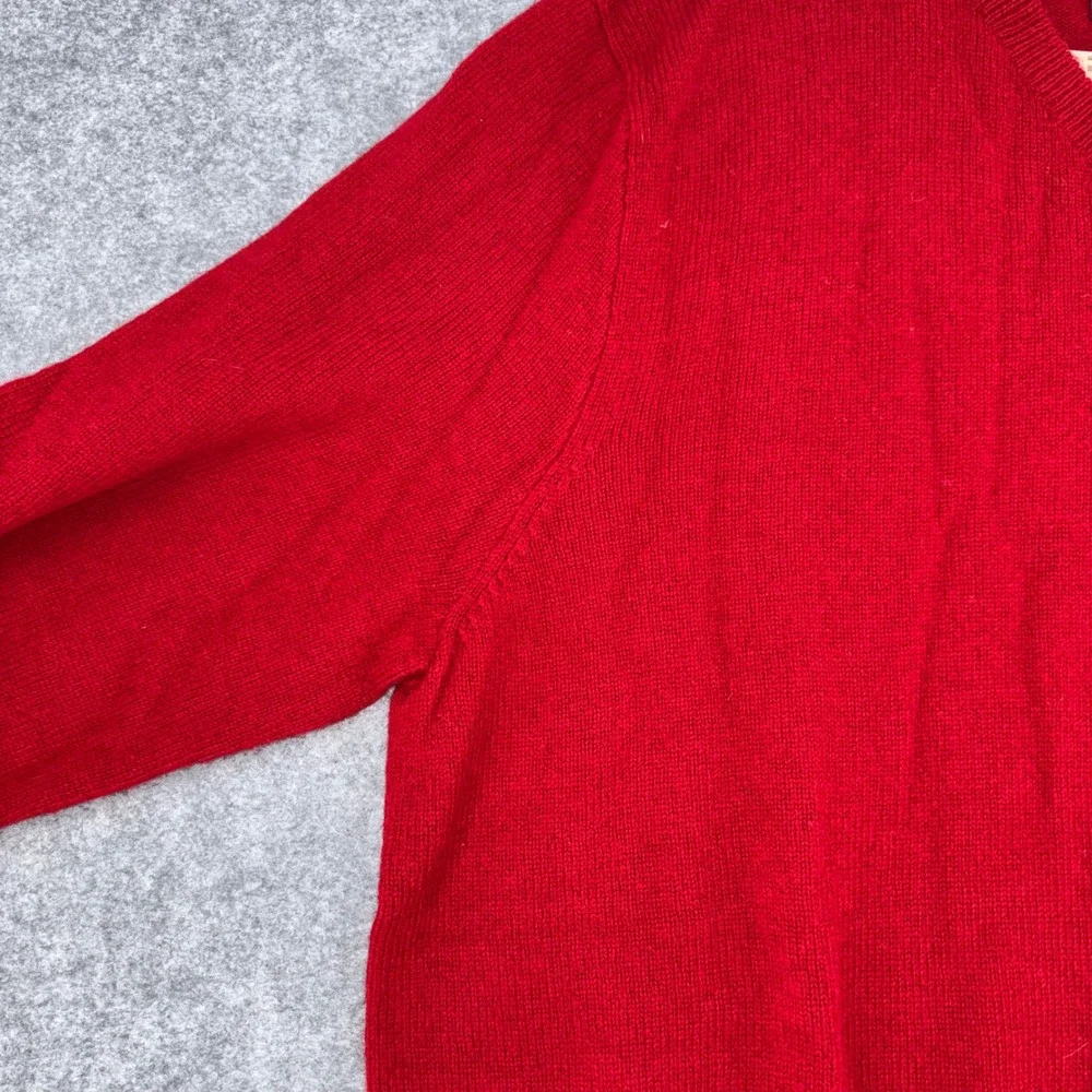 VTG Polo Ralph Lauren Men XL Red 100% Lambswool V-Neck Sweater Italian Yarn Pony
